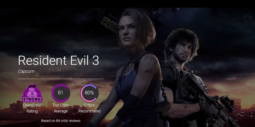바이오하자드 3 re 오픈크리틱 평점