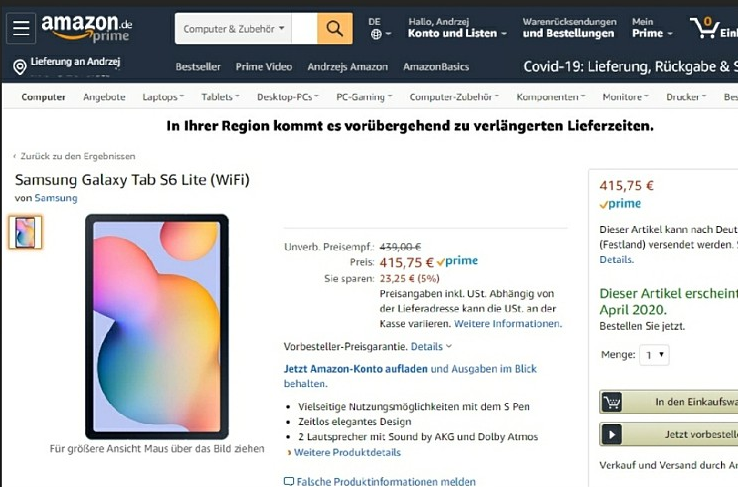 갤럭시 탭 S6 라이트