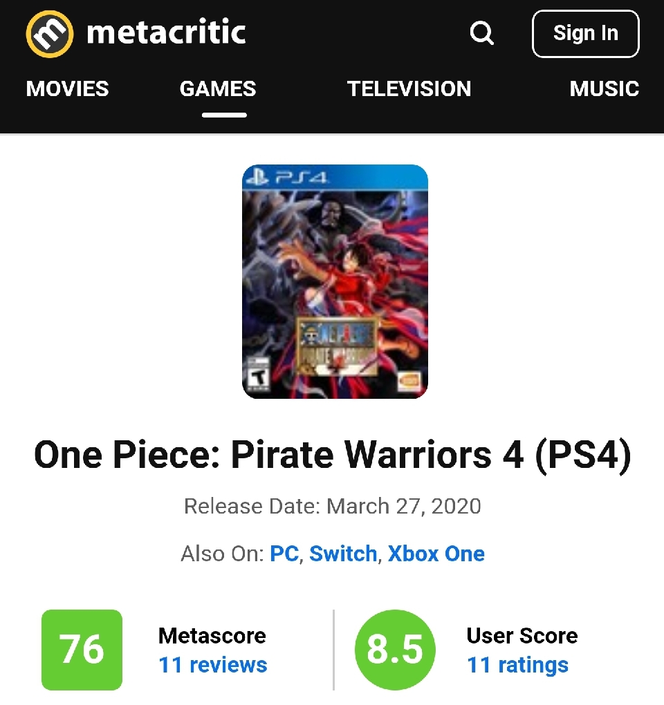 해적무쌍4 메타스코어